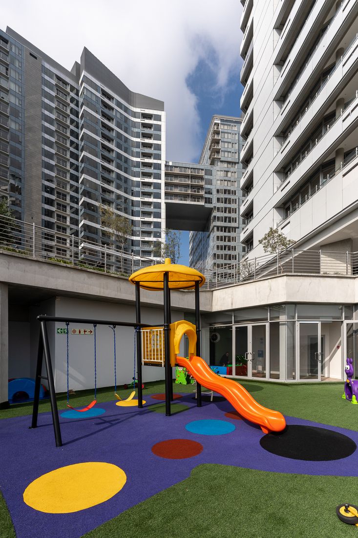 Rooftop playground slide
